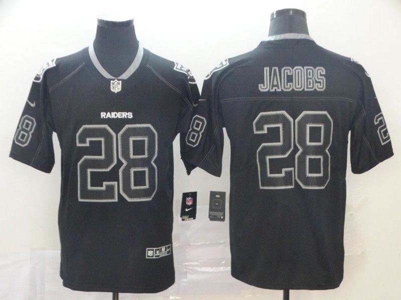 Men Oakland Raiders 28 Jacobs Nike Lights Out Black Color Rush Limited NFL Jerseys